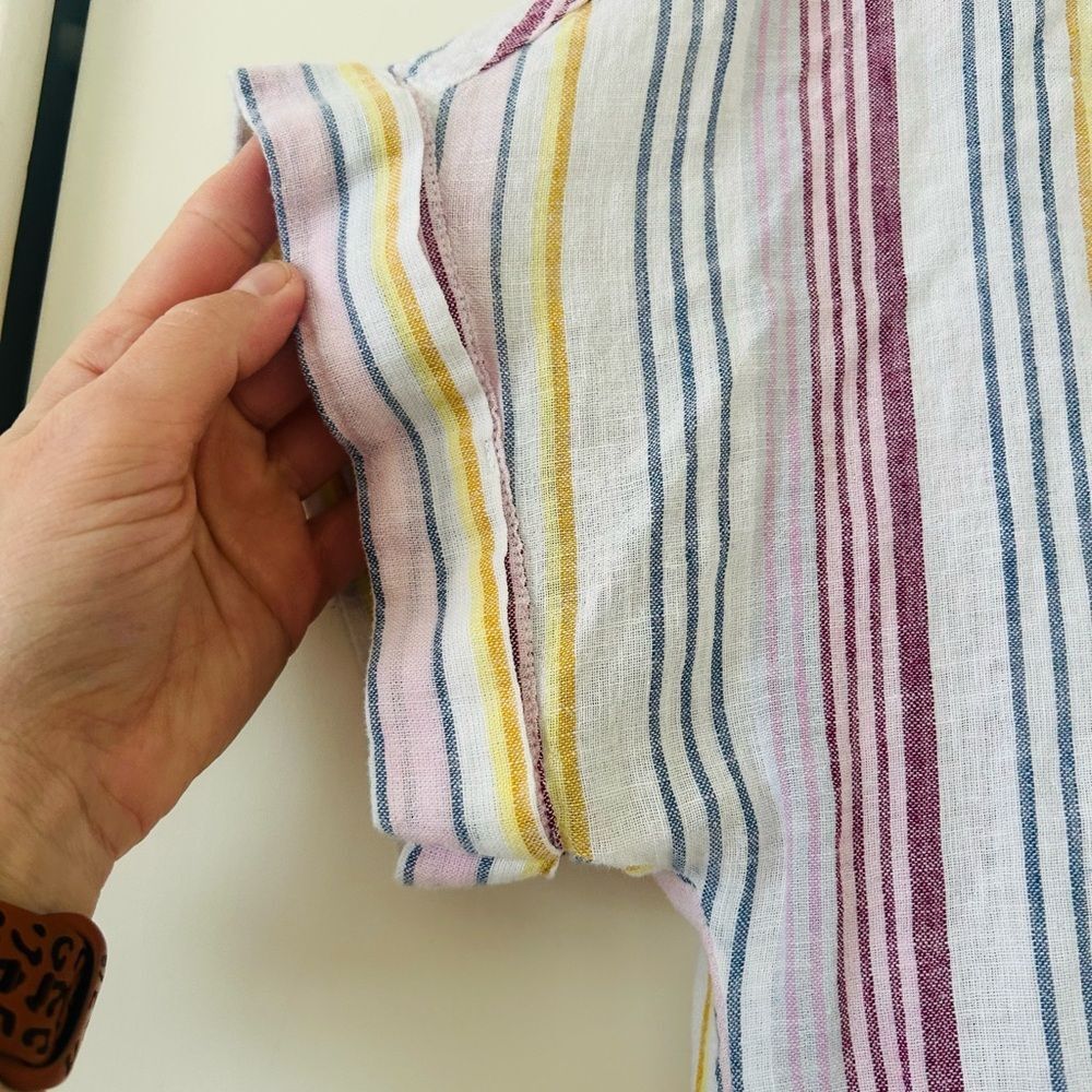 BeachLunchLounge Pink Striped Button Down Collared Linen Cotton Shirt XS - Picture 7 of 8